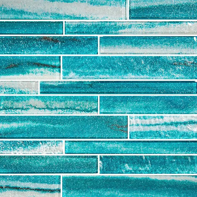 Coastal Sands Aquamarine Mixed Glass Mosaic Tile