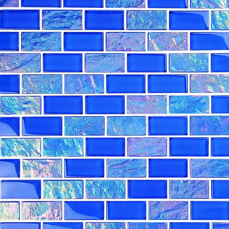 Cobalt Blue 1×2 Iridescent Glass Tile – Rich Tone for Bold Waterline Bands