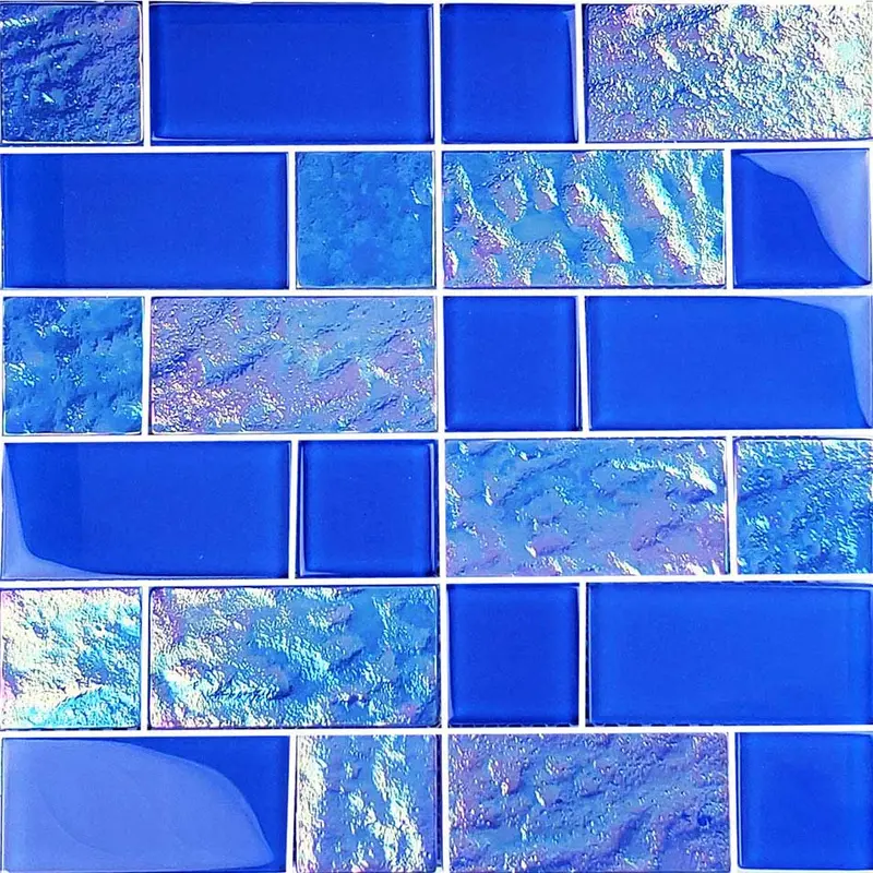 Cobalt Blue Iridescent Glass Tile – Deep Hue with Rainbow Sheen