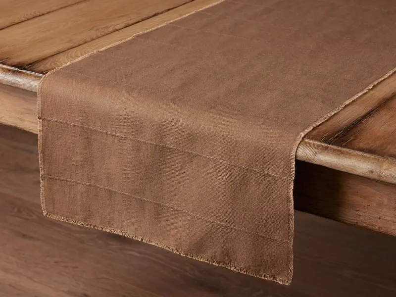 Cognac Linen Table Runner