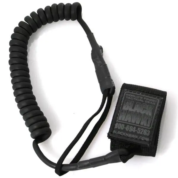 Coiled Tactical Pistol Lanyard – Black