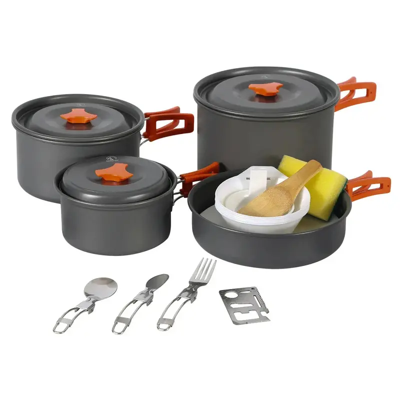 Compact 11-, 12-, or 22-Piece Camping Cookware Mess Kit