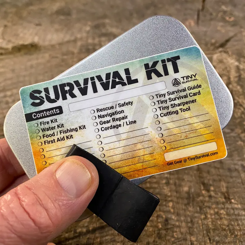 Compact Rectangle Survival Tin – Small (7.4 cu in) Emergency Kit