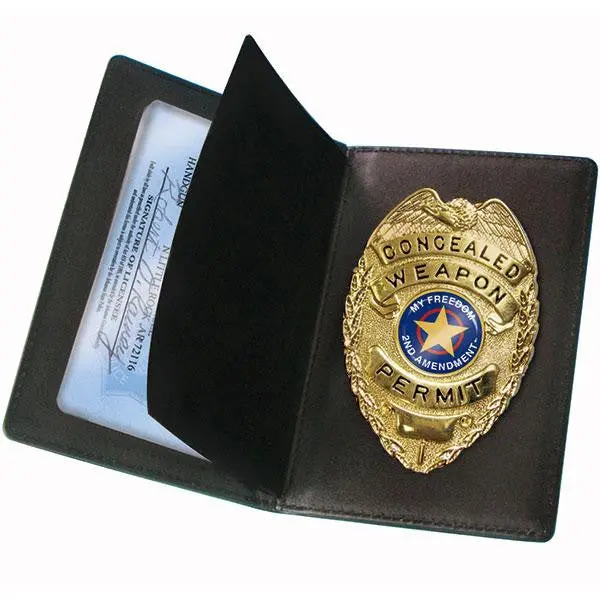 Concealed Carry Badge & Wallet Combo – Slim Black Dual-Purpose EDC Organizer