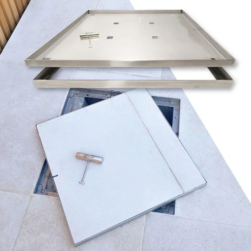 Concealed Manhole Access Cover System with Frame and Lid
