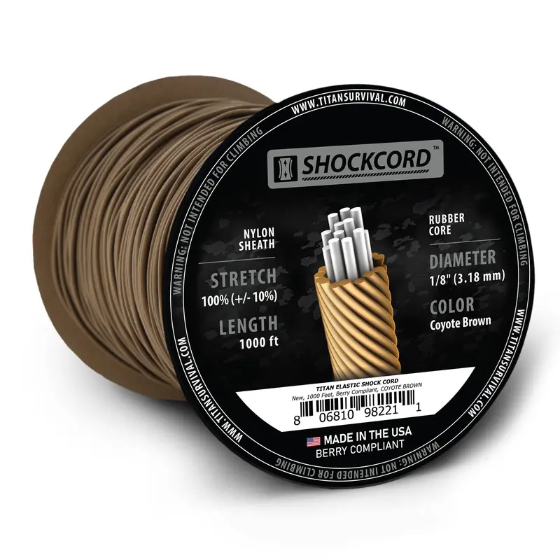 Coyote Brown Shock Cord – 1/8″ x 1000 ft