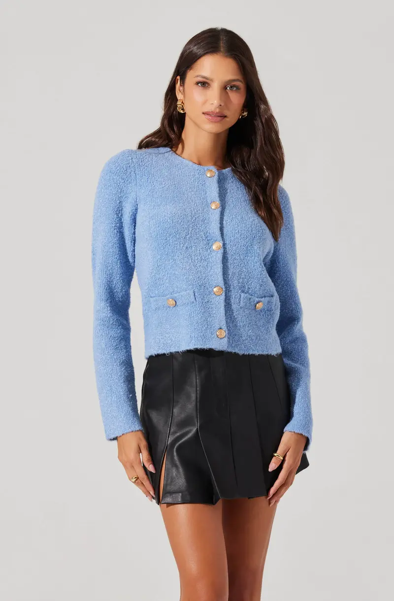 Cozy Teddy-Textured Cardigan Sweater