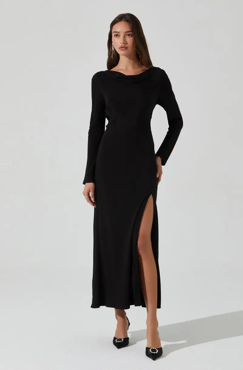 Decima Cowl-Neck Maxi Dress