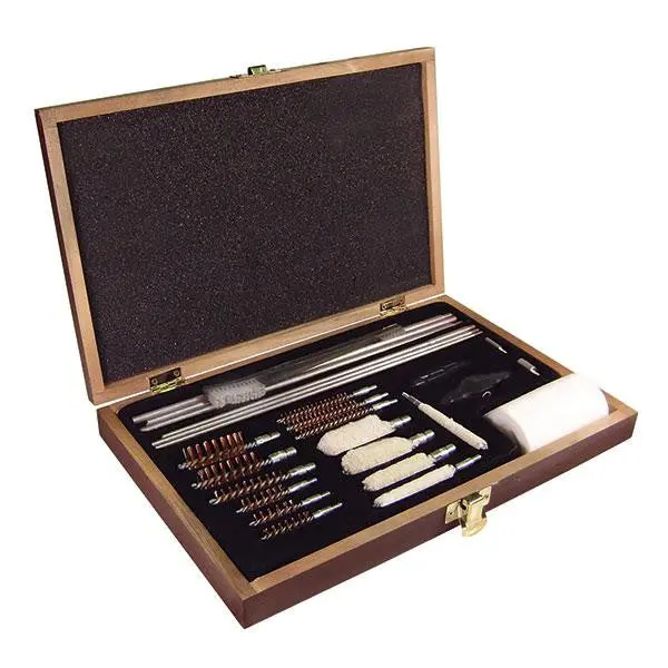 Deluxe 27-Piece Gun Cleaning Kit with Hardwood Storage Case