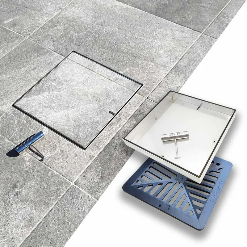 Discreet 12.5″ x 12.5″ Drain Cover Kit with Hidden Fastening