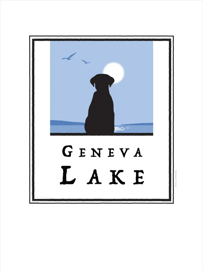 Dog on Pier Scenic Digital Art Print