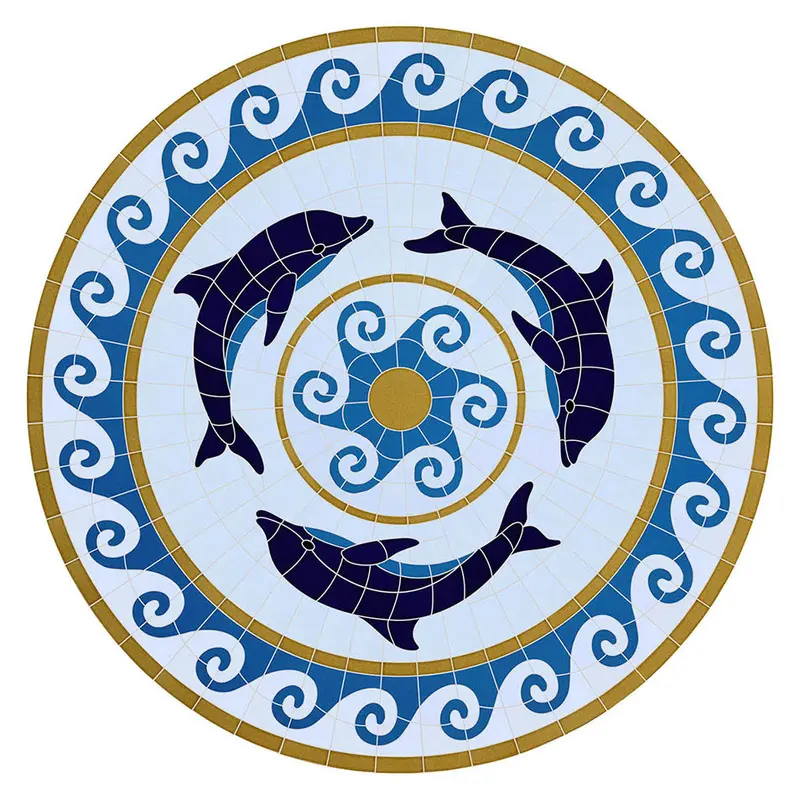 Dolphin Medallion Mosaic Tile for Pool Interiors & Water Features