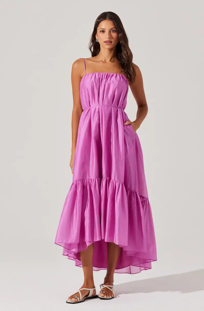 Dramatic Elisha Tiered High-Low Maxi Dress