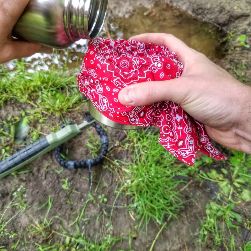 Dual-Purpose Filter Bandana: Pre-Filtration Water Aid and Respiratory Barrier Against Airborne Contaminants