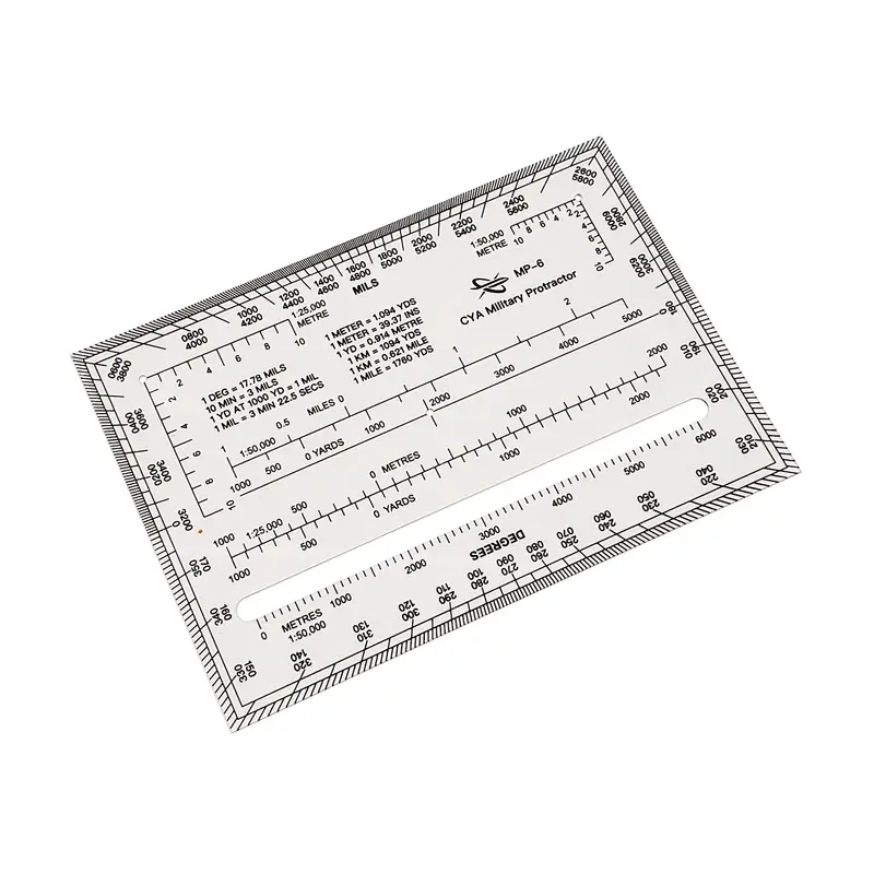 Dual-Scale Navigation Protractor – MILS, Degrees, Meters & Yards