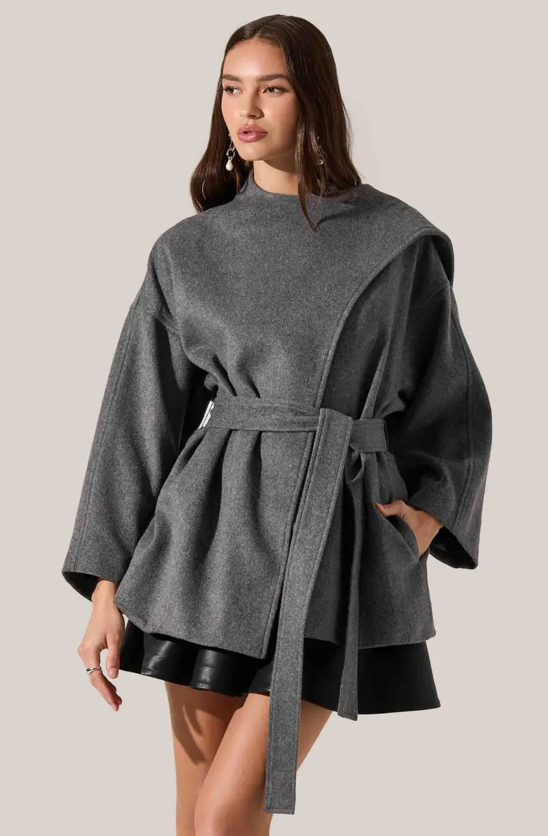 Elaxi Oversized Wrap Scarf-Style Coat