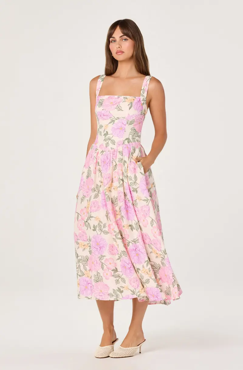 Elodie Flowy Floral Midi Dress