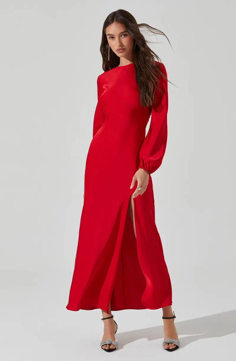 Elyse Voluminous Satin Maxi Dress