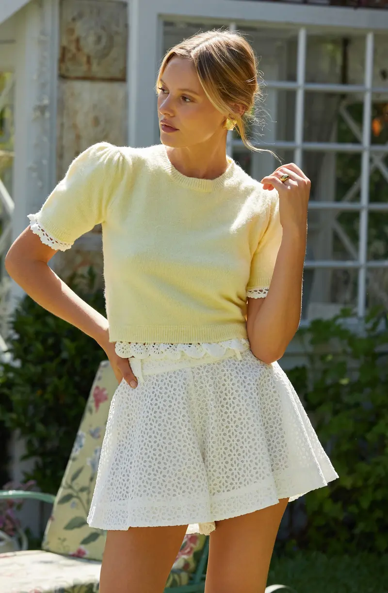 Essy Lightweight Sweater with Lace Trim