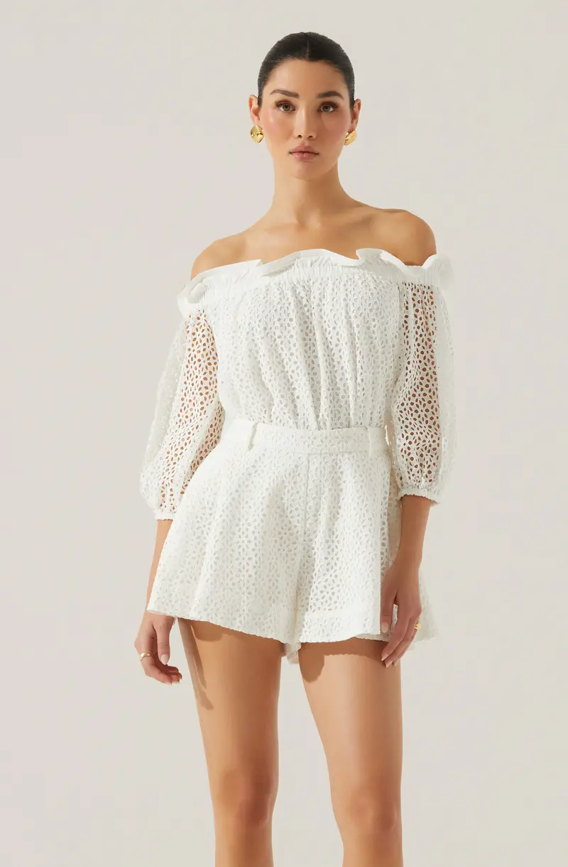 Eyelet-Embellished Off-Shoulder Top – Brissa