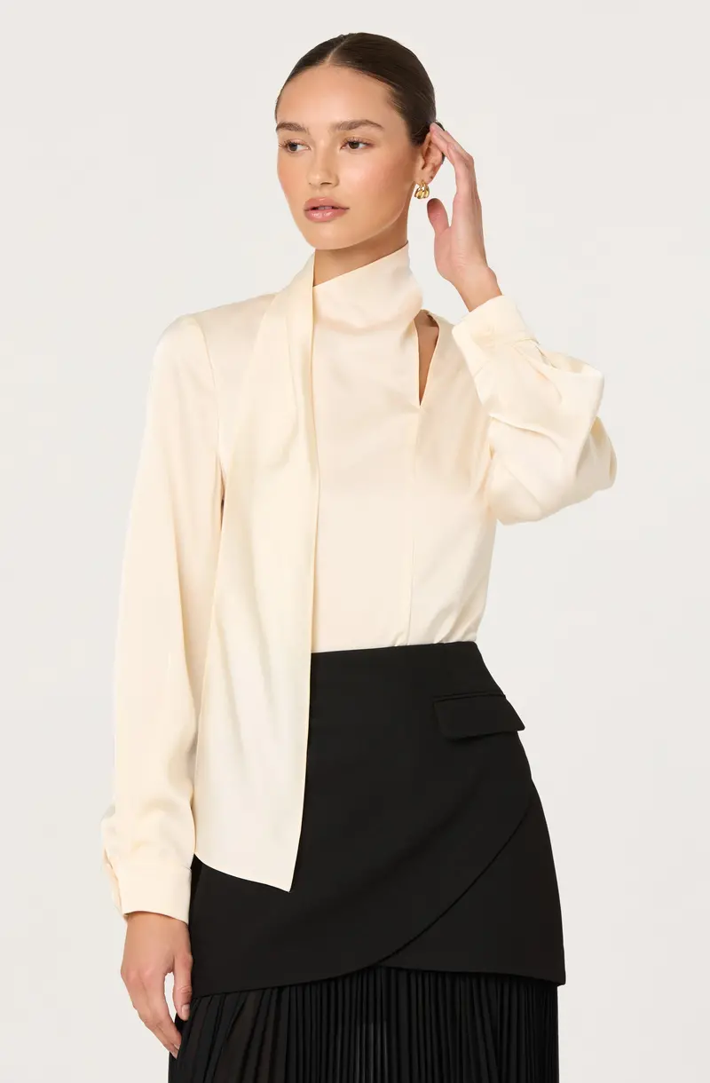 Felisita Satin Scarf Top with Cutout Detailing