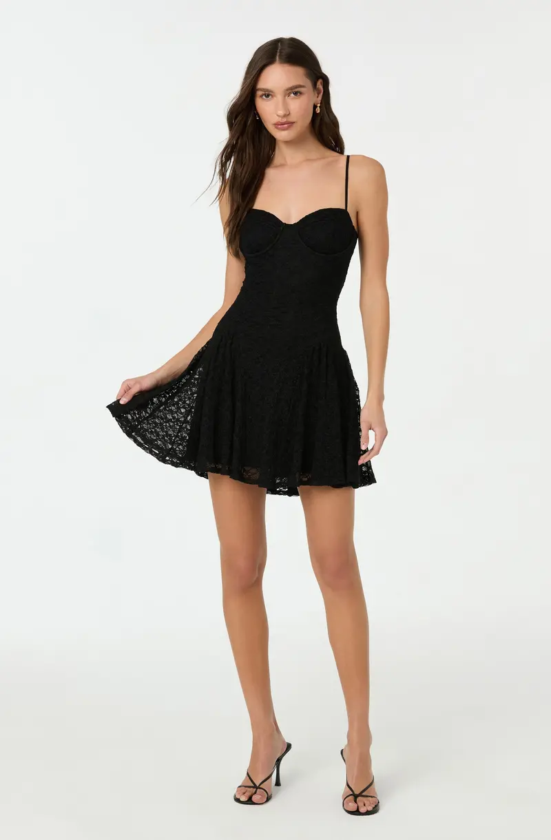 Feminine Lace Bustier Mini Dress