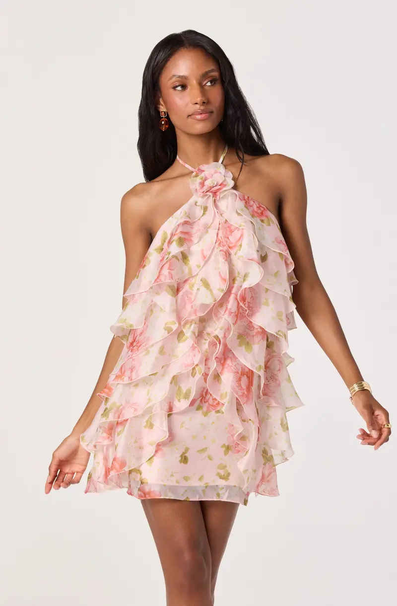 Feminine Tiered Ruffle Mini Dress – Ofra