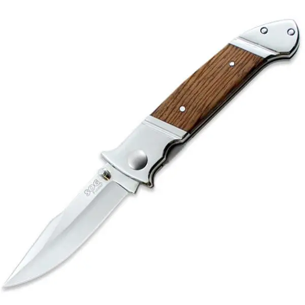 Fielder Traditional Hunting Knife with Wood Handle and Mirror-Polished Clip Point