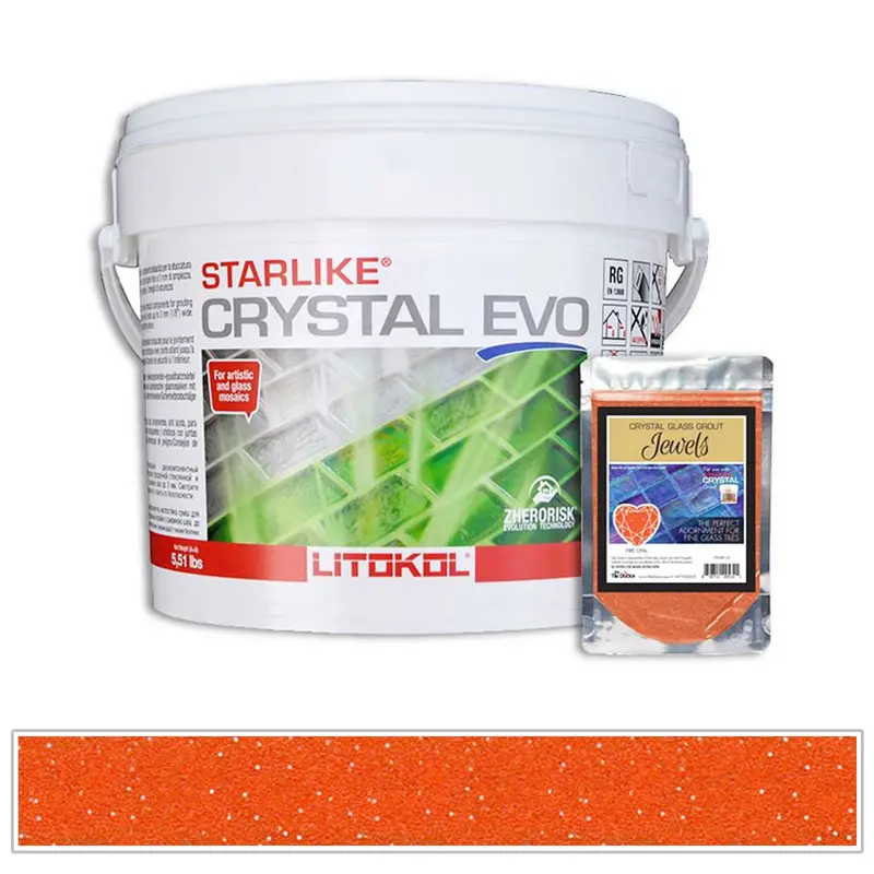 Fire Opal Orange Starlike Crystal Evo Grout – 5.5 lb Container