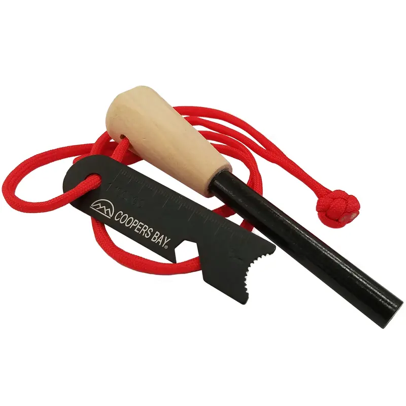 FireStorm Large 3/8″ Ferro Rod Fire Starter – Red Loop Lanyard Included
