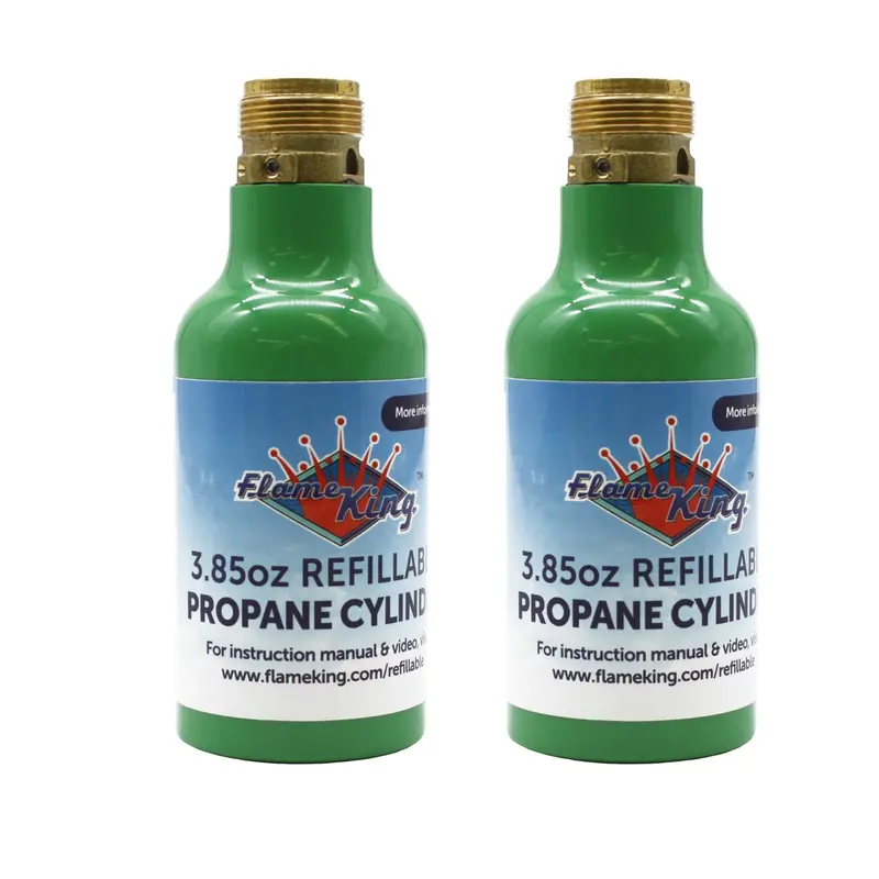 Flame King Compact 1/4 lb Mini Refillable Propane Tank Set (2-Pack)