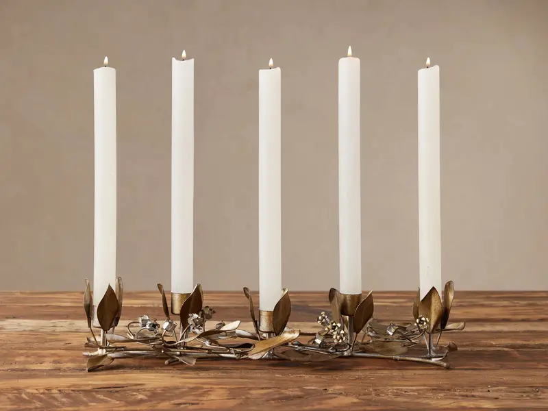 Floral-Designed Taper Candle Holder