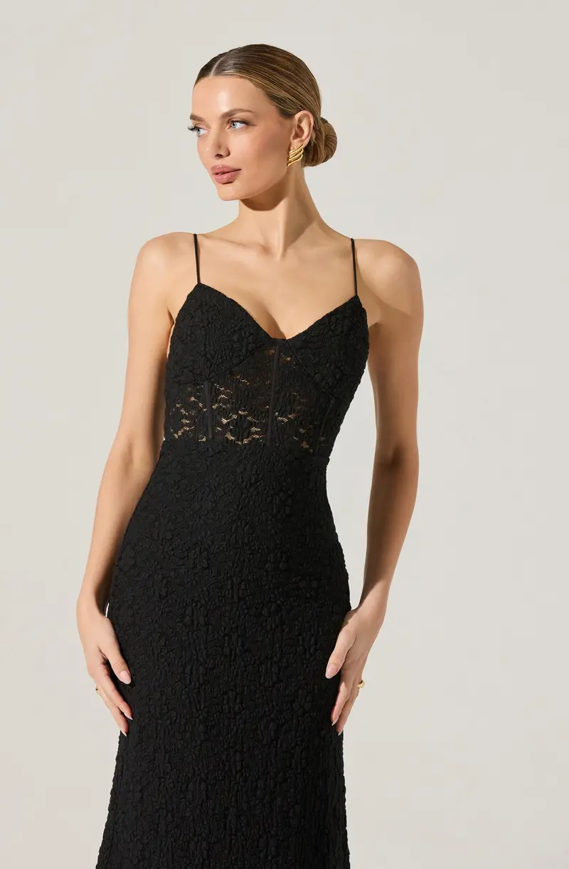 Floral Lace-Knit Midi Dress
