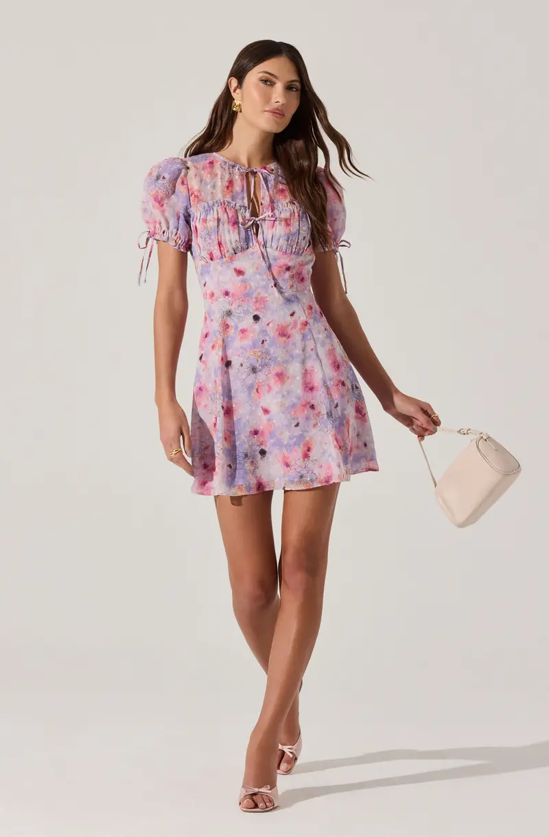 Floral Mini Dress with Puff Sleeves