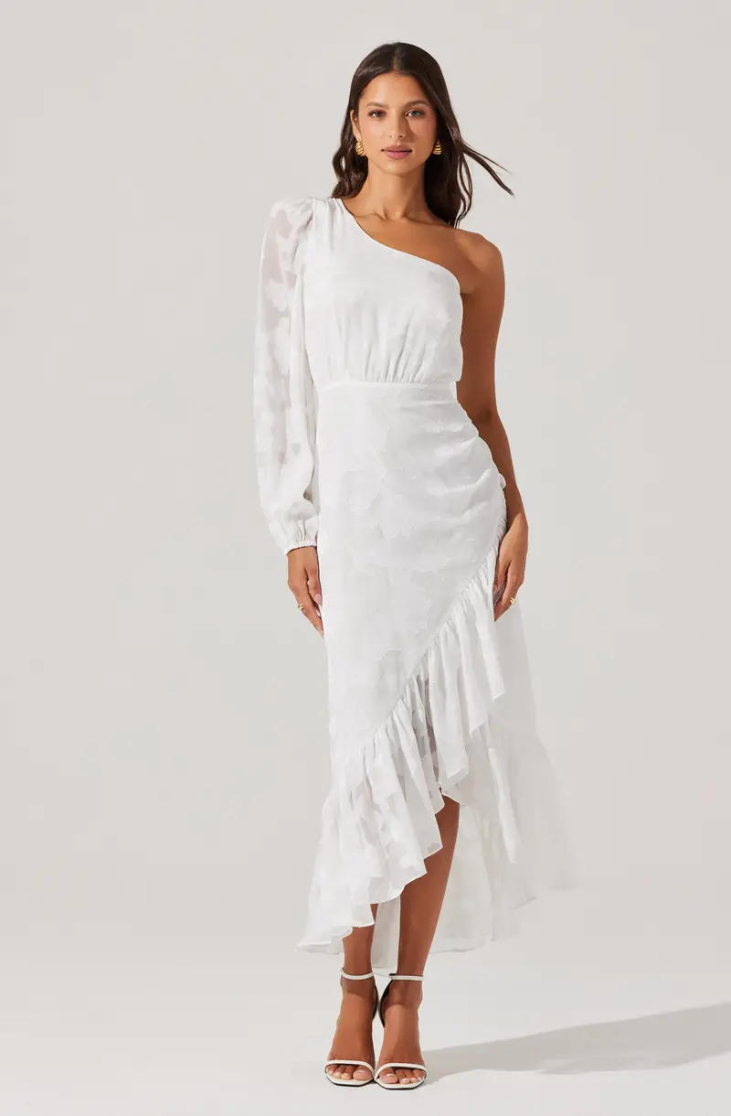 Floral One-Shoulder Midi Dress in Calista Style