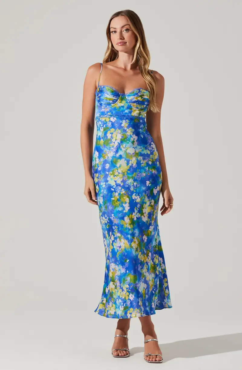 Florianne Floral-Print Satin Maxi Dress