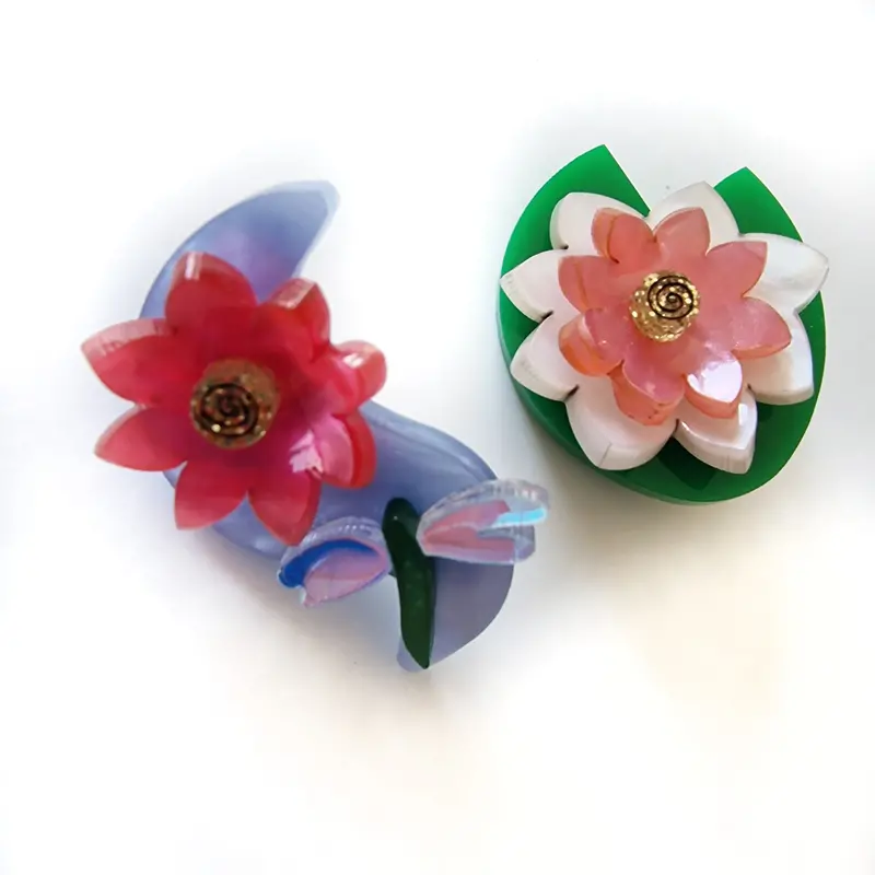 Frog, Water Lily & Dragonfly Hair Clips