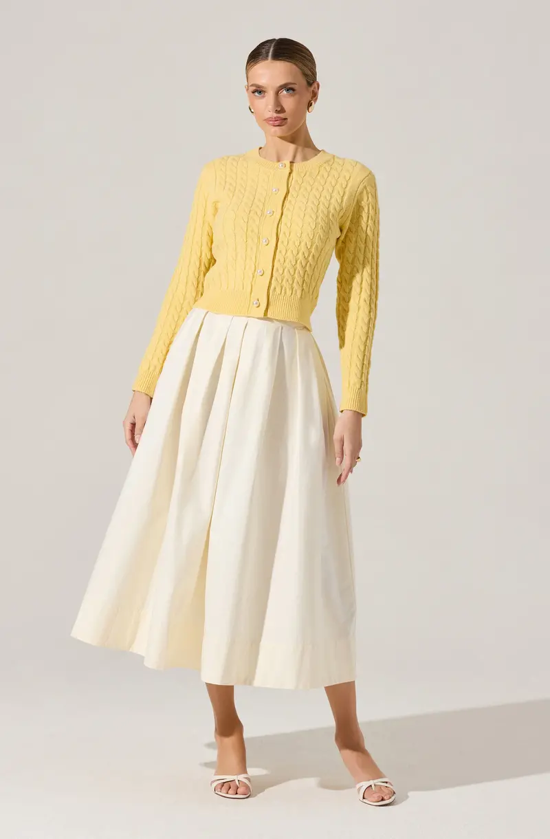 Full-Flared Poplin Midi Skirt with A-Line Silhouette