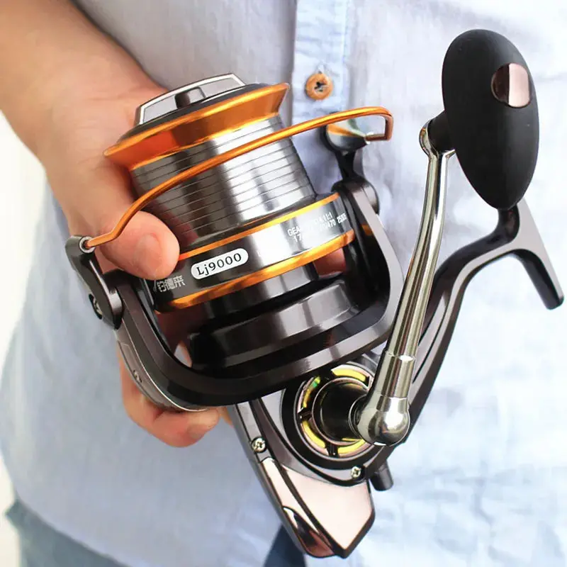 Full-Metal Saltwater Fishing Reel – 9000-Series Cast Reel with Gear System for Shore & Boat Angling