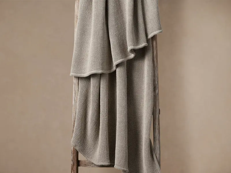 Garment-Dyed Cotton Throw Blanket in Mink – Rich Neutral Tone