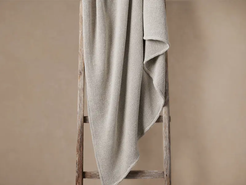 Garment-Dyed Cotton Throw Blanket in Mist – Subtle Heathered Hue