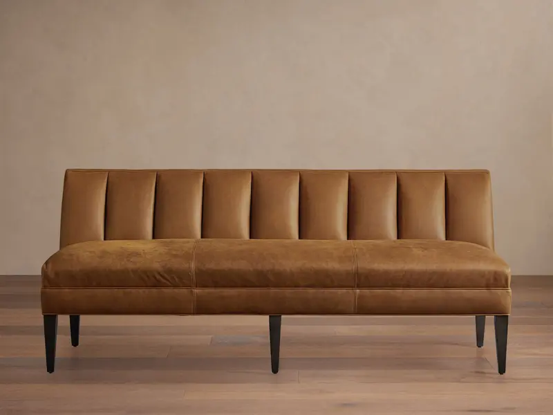 Gates Leather Upholstered Settee – Mid-Century Inspired Bench
