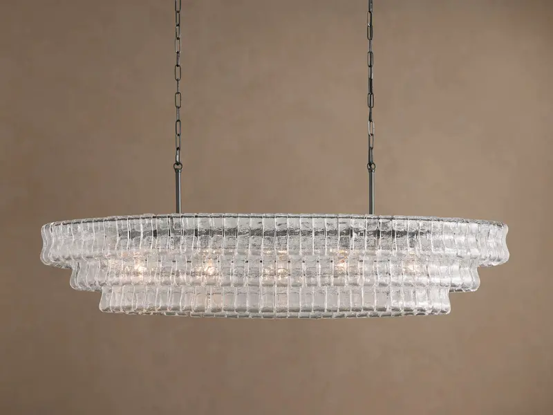 Ghiaccio 54-Inch Oval Bronze Chandelier with Clear Glass Accents