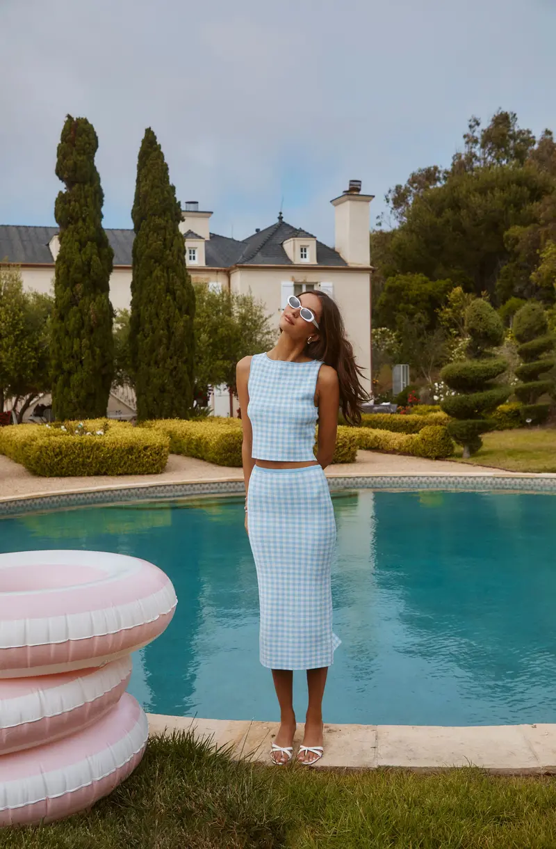 Gingham Sweater Midi Skirt – Babbett