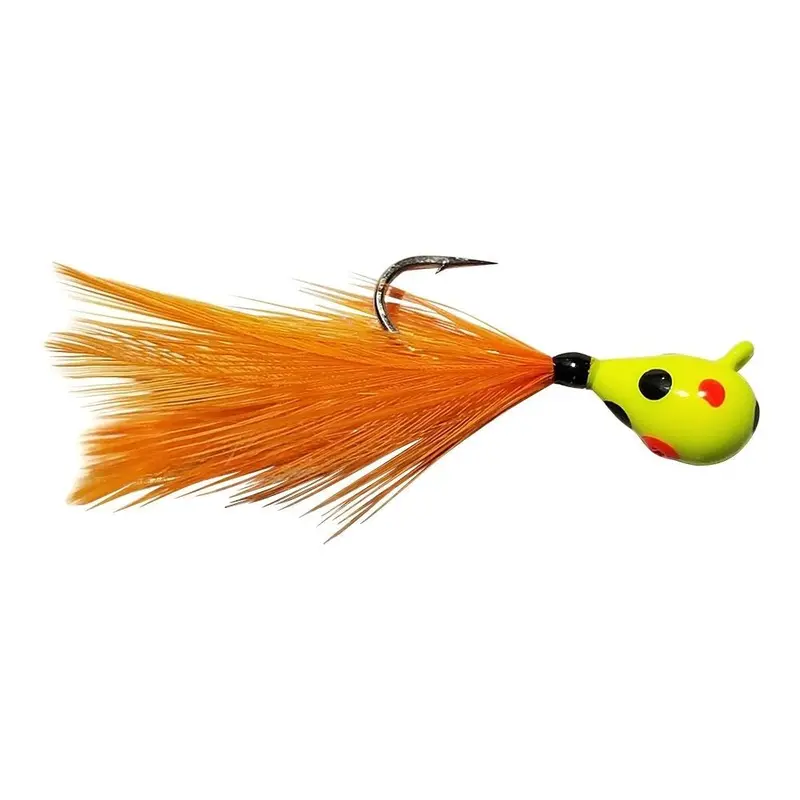 Glow Wonder Feather Tungsten Jig – Chartreuse & Orange Combo