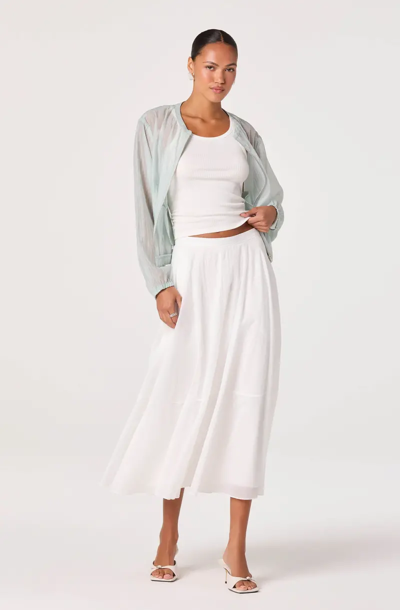Grace A-Line Midi Skirt with Tiered Silhouette