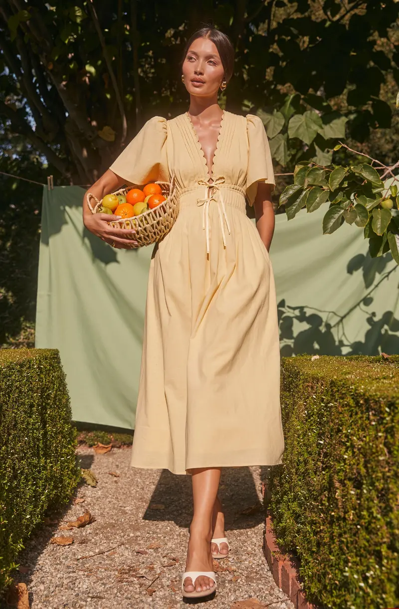 Hadleigh Midi Dress with Scalloped Trim