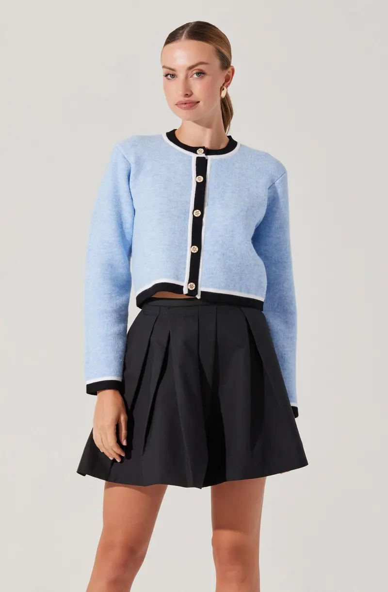 Hattie Trimmed Open-Front Cardigan