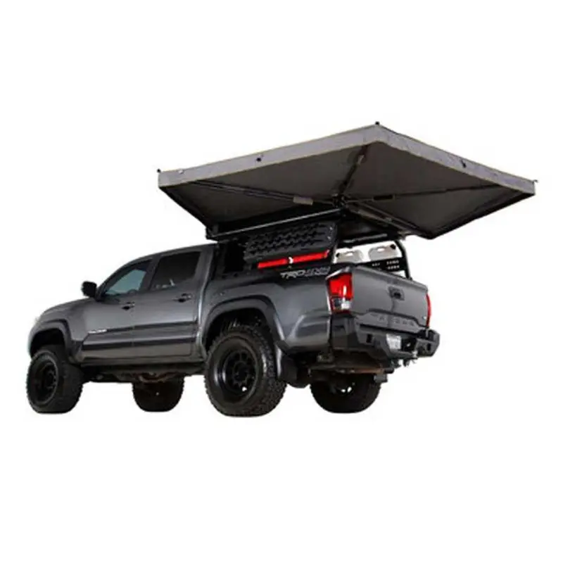HD Nomadic 270 LTE Awning – Driver-Side, Dark Gray Finish with Universal Black Cover