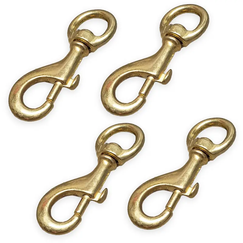 Heavy-Duty Solid Brass Swivel Snap Hooks — Oversized for Pet Leashes and Outdoor Tie-Outs